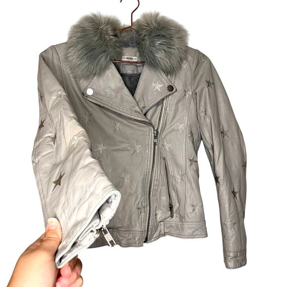 Samantha Sipos Seeing Stars Leather Faux Fur Lined Jacket Size Extra Small - Picture 6 of 13